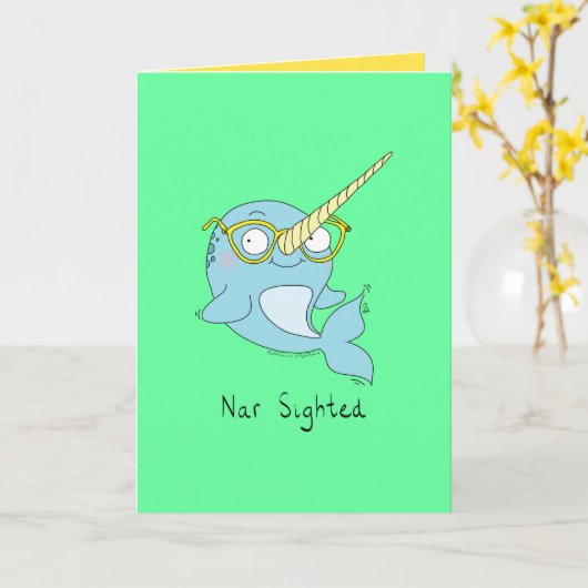 Nar Sighting - Narwhal mit Brille Grußkarte Karte (Gelbe Blume)