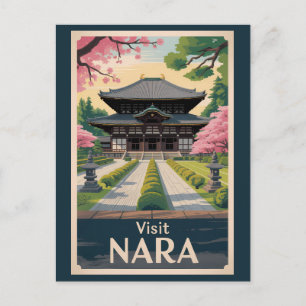 Nara Japan Illustration Reise Kunst Vintage Postkarte