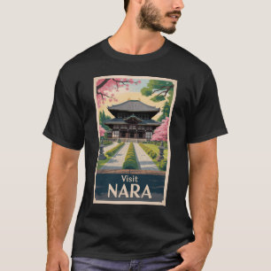 Nara Japan Illustration Reise Kunst Vintage T-Shirt