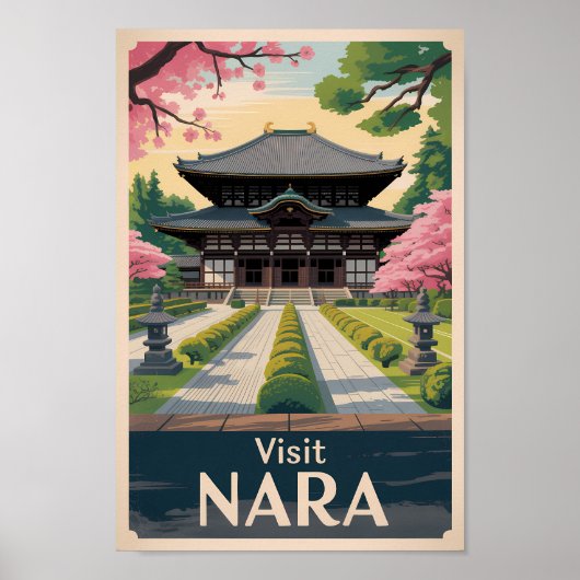 Nara Japan Illustration Travel Art Vintage Poster (Vorne)