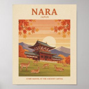 Nara Japan Vintage Reiseplakat - Herbsttempel & Poster