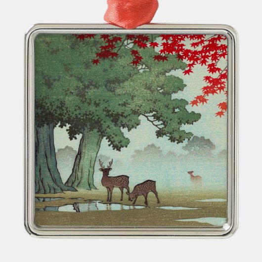 Nara Park Hasui Kawase shin hanga-Landschaft Kunst Silbernes Ornament (Vorne)