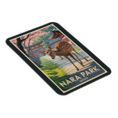 Nara Park Japan Deer Illustration Travel Art Retro Magnet (Rechte Seite)