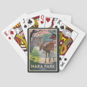 Nara Park Japan Deer Illustration Travel Art Retro Spielkarten (Rückseite)