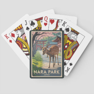 Nara Park Japan Hirsch Illustration Reise Kunst Re Spielkarten