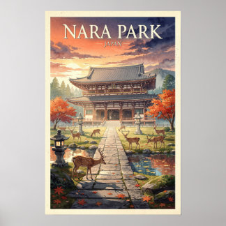 Nara Park Japan Vintage Reise Poster