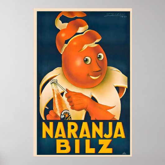 Naranja Bilz Orange Juice Achille Mauzan Vintage Poster (Vorne)
