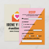 Naranja y Rosa Triangulo Comida Boda RSVP Karte (Vorne/Hinten)