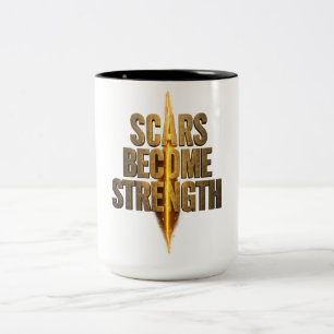 Narben werden zu Stärke Gold Motiv-Typografie Zweifarbige Tasse