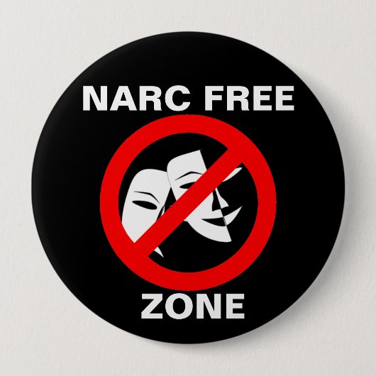 Narcissist-/Narc Freihafengebiet-Knopf-Schwarzes Button (Vorderseite)