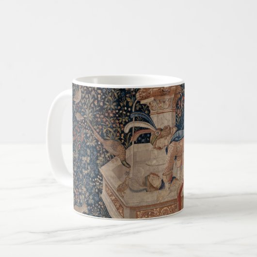 Narcissus at the Well, Medieval Tapestry Kaffeetasse (Vorderseite Links)