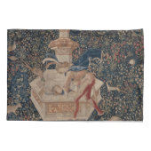 Narcissus at the Well, Medieval Tapestry Kissenbezug (Rückseite)