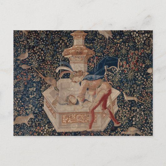 Narcissus at the Well, Medieval Tapestry Postkarte (Vorderseite)