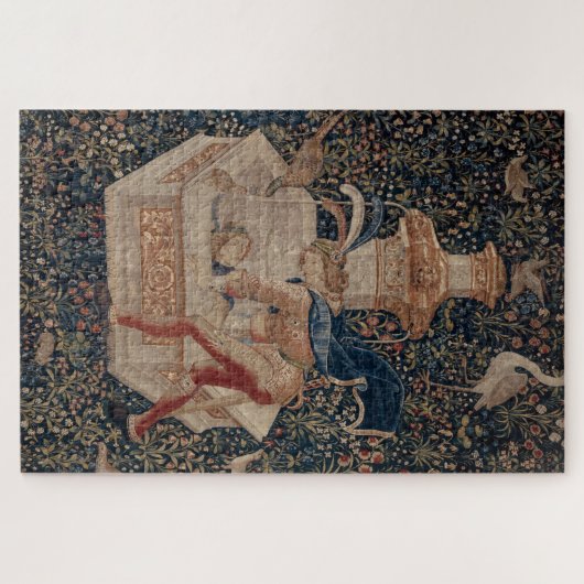 Narcissus at the Well, Medieval Tapestry Puzzle (Horizontal)