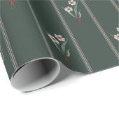 Narcissus Green Stripes Watercolor Wrapping Paper Geschenkpapier (Rolleneckpunkt)