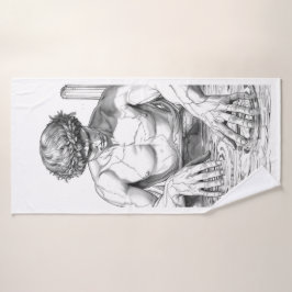 Narcissus Myth Minimalist Line Art Beach Towel Badhandtuch Set