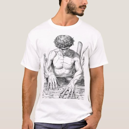 Narcissus Myth Minimalist Line Art T-Shirt (Vorderseite)