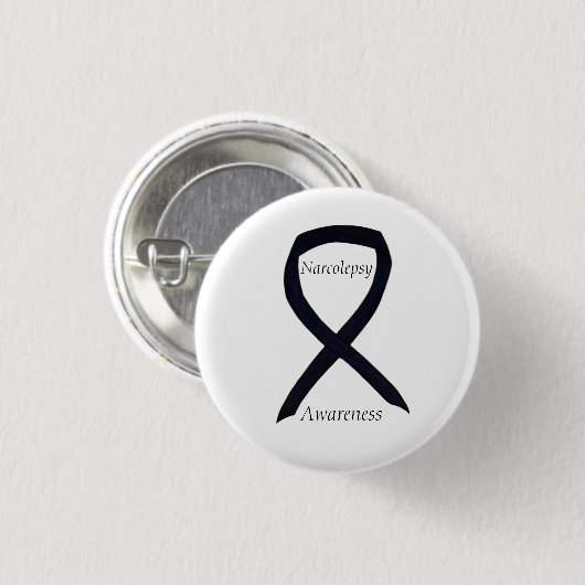 Narcolepsy Awareness Black Ribbon Custom Art Butto Button (Vorne & Hinten)