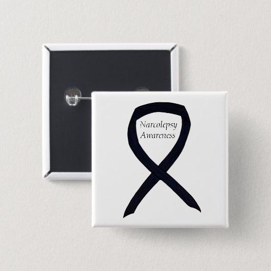Narcolepsy Awareness Black Ribbon Custom Art Butto Button (Vorne & Hinten)