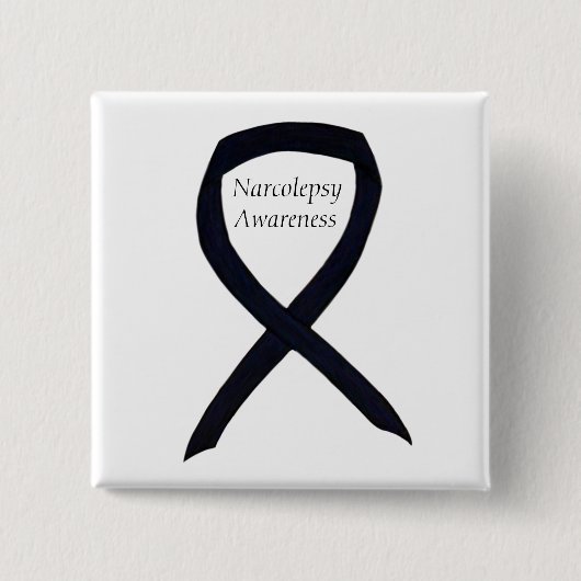 Narcolepsy Awareness Black Ribbon Custom Art Butto Button (Vorderseite)