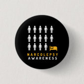 Narcolepsy Awareness Black Yellow Button Abzeichen (Vorderseite)