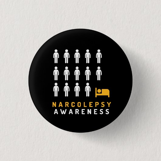 Narcolepsy Awareness Black Yellow Button Abzeichen (Vorderseite)