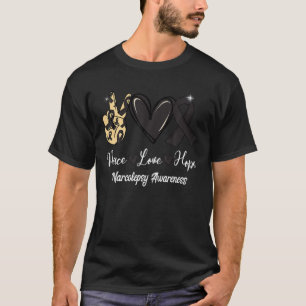 Narcolepsy Awareness Peace Liebe Hope Black Ribbon T-Shirt