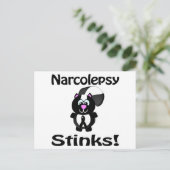 Narcolepsy Stinks Skunk Awareness Design Postkarte (Stehend Vorderseite)