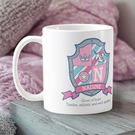 Nardine princess crest pink aqua blue name meaning kaffeetasse