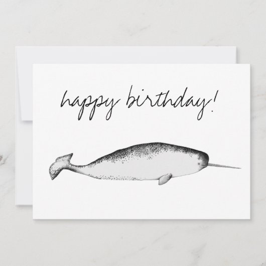 Narhwal Unicorn Illustration Whale Lover Birthday Einladung (Vorderseite)