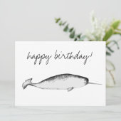 Narhwal Unicorn Illustration Whale Lover Birthday Einladung (Stehend Vorderseite)