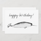 Narhwal Unicorn Illustration Whale Lover Birthday Einladung (Vorne/Hinten)