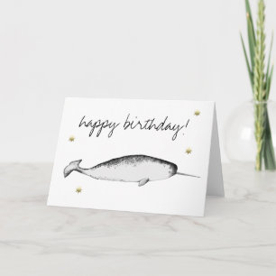 Narhwal Unicorn Illustration Whale Lover Birthday Karte
