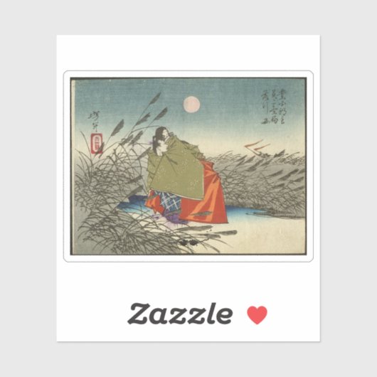 Narihira und Nijo kein Tsubone in dem Fuji-Fluss Aufkleber (Blatt)