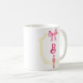 Narkocher mit benutzerdefiniertem rosa Monogramm Kaffeetasse (VorderseiteRechts)