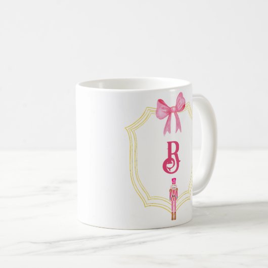 Narkocher mit benutzerdefiniertem rosa Monogramm Kaffeetasse (VorderseiteRechts)