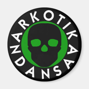 NARKOTIKA LIV Forest Green, runder Magnet schwarz