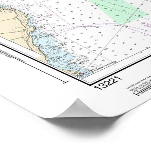 Narragansett Bay Nautical Chart 13221 Poster (Ecke)