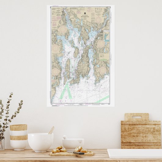 Narragansett Bay Nautical Chart 13221 Poster (Küche)