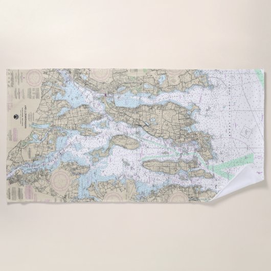 Narragansett Bay Nautical Chart 13221 Strandtuch (Vorderseite)