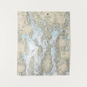 Narragansett Bay Nautical Chart 13221 Wandteppich