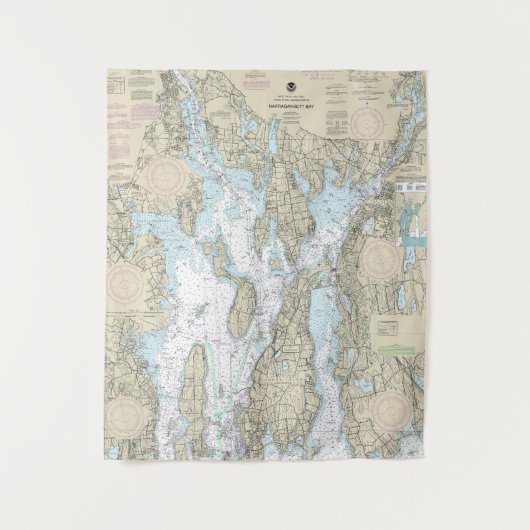 Narragansett Bay Nautical Chart 13221 Wandteppich (Vorderseite)