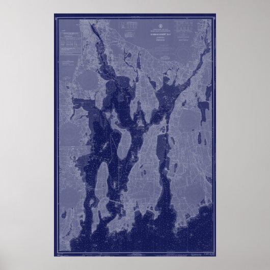 Narragansett Bay Newport Karte Schöne Landkarte Ku Poster (Vorne)