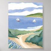 Narragansett Bay | Sailboat Coastal RI Watercolor Poster (Vorne)