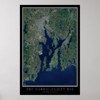 Narragansett Bay Satellite Poster Karte