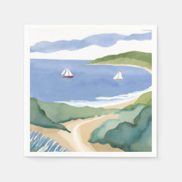 Narragansett Bay | Segelboot Coastal RI Aquarell Serviette