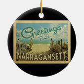Narragansett Beach Vintage Travel Keramik Ornament (Hinten)