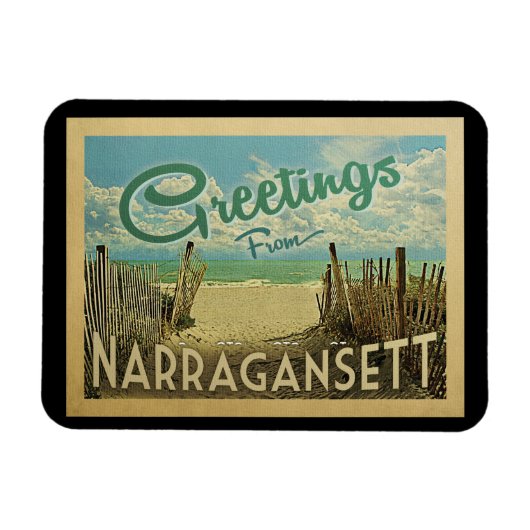Narragansett Beach Vintage Travel Magnet (Horizontal)
