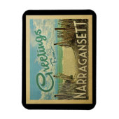 Narragansett Beach Vintage Travel Magnet (Vertikal)