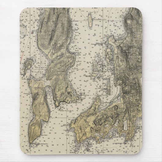 Narragansett Bucht 1920 Newport, RI Hafen-Diagramm Mousepad (Vorne)